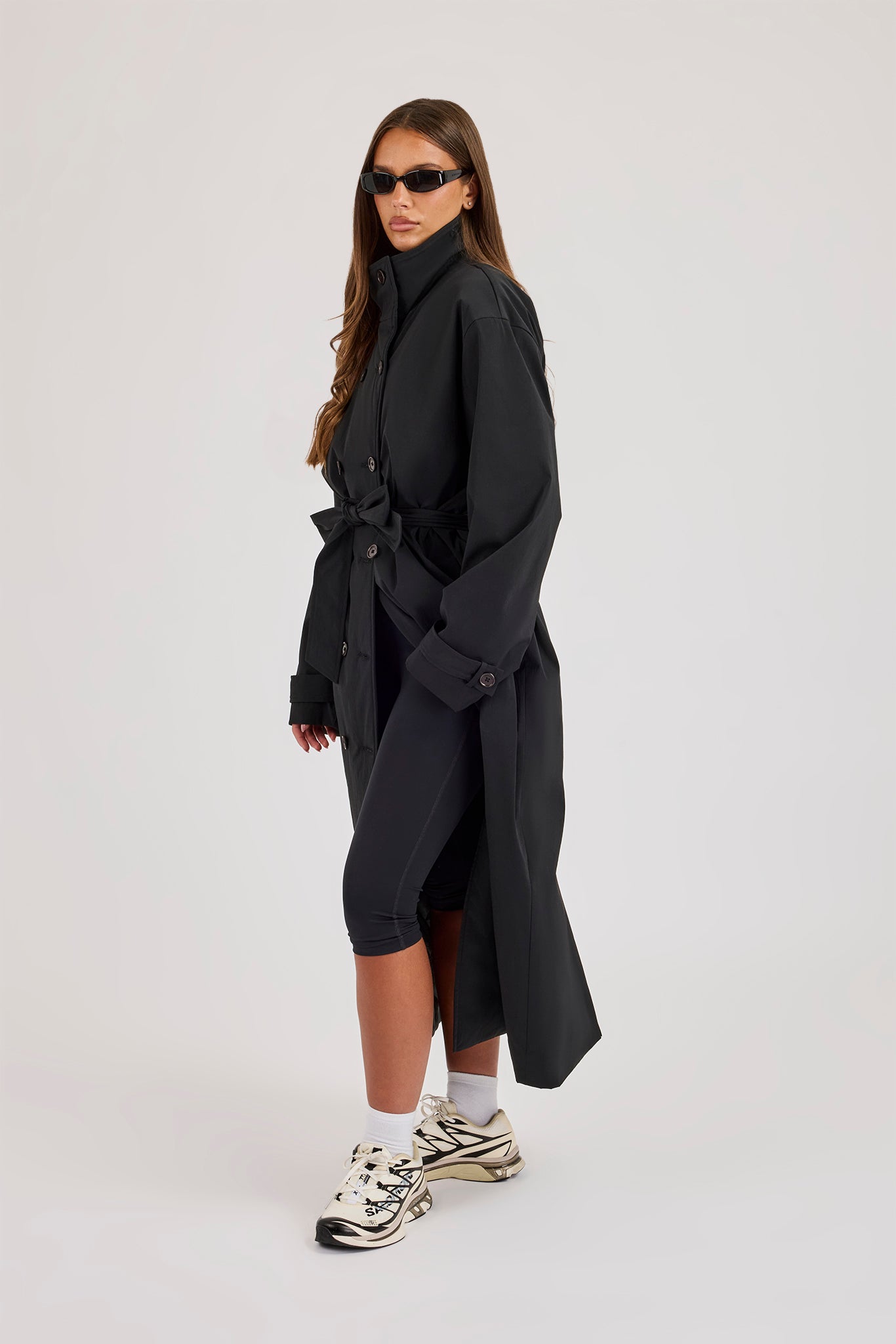 Nylon Trench Coat - Black