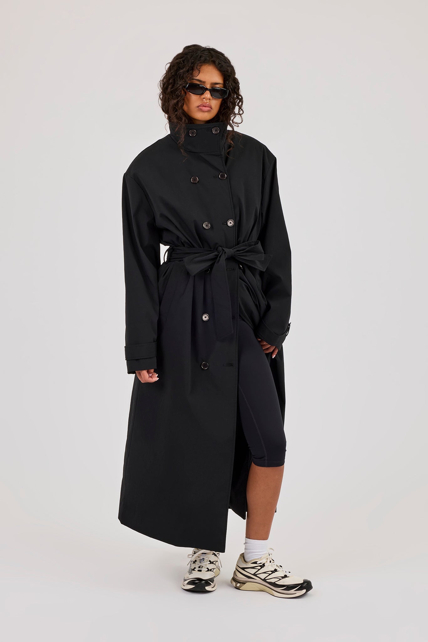 Nylon Trench Coat - Black