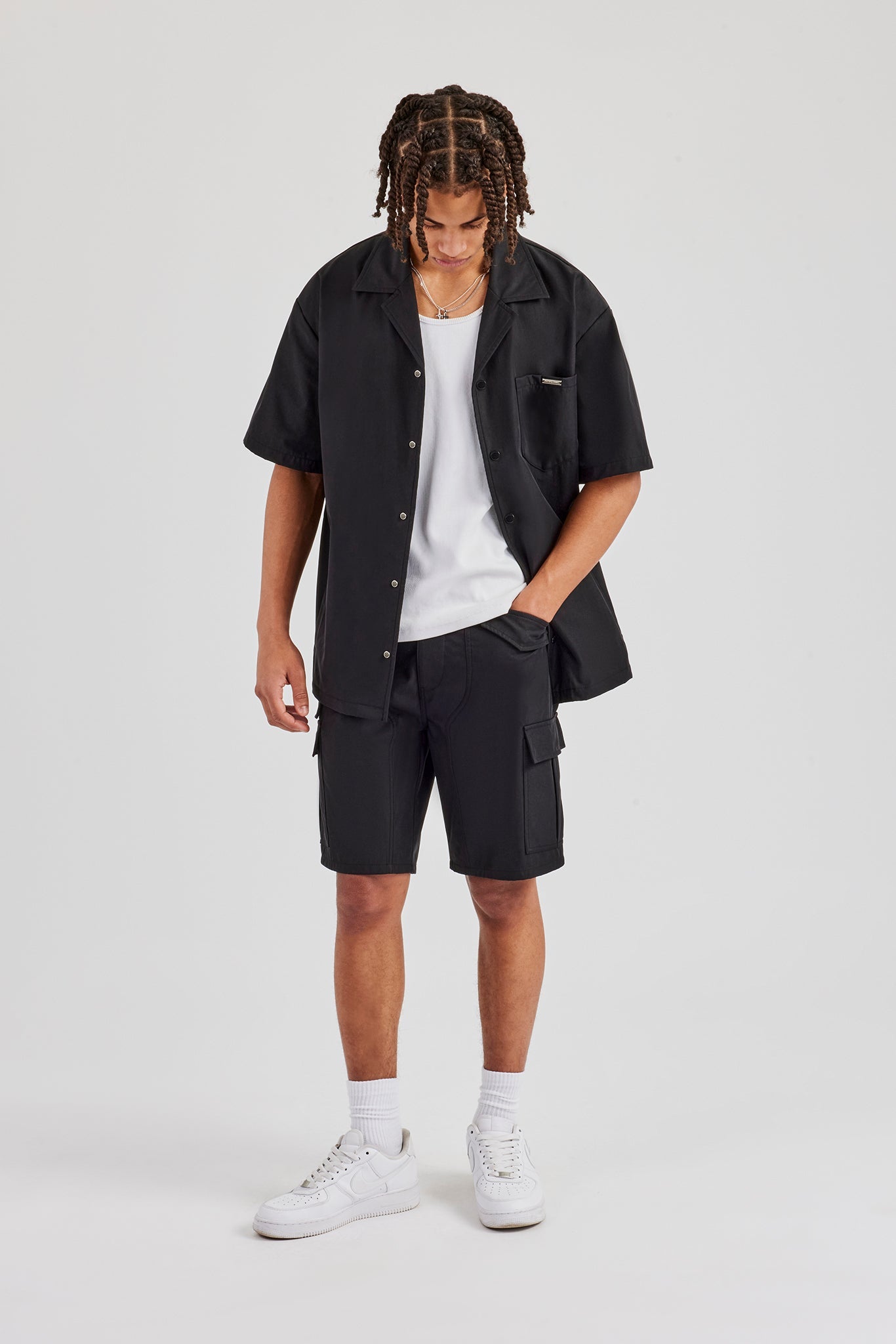 Nylon Cargo Shirt - Black