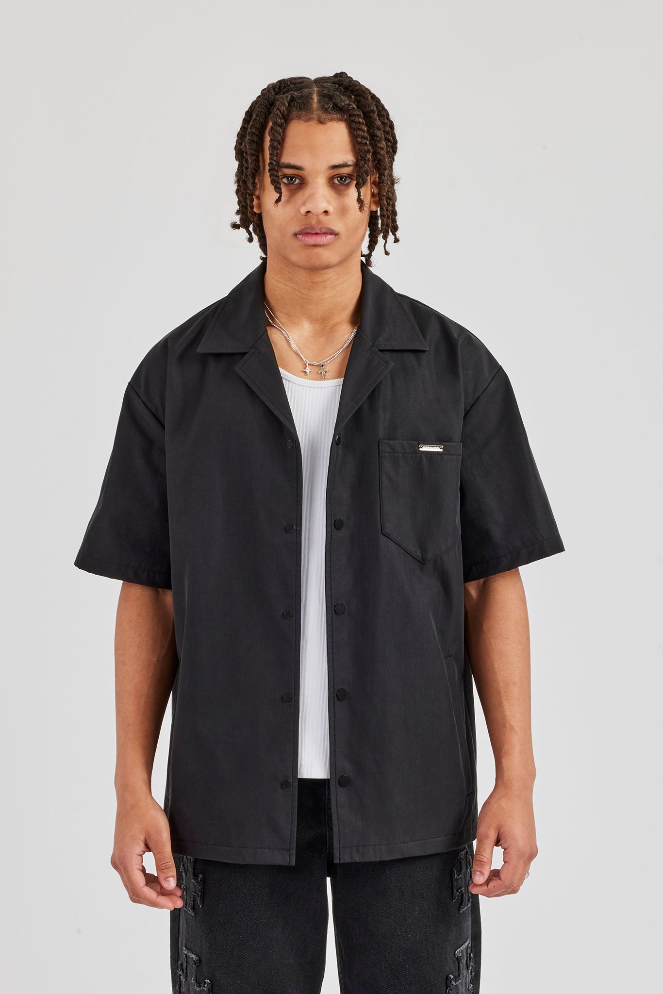 Nylon Cargo Shirt - Black