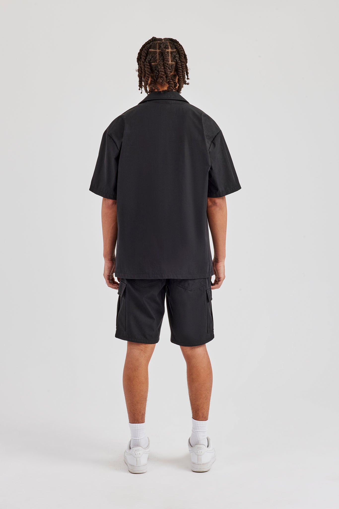 Nylon Cargo Shirt & Short - Black