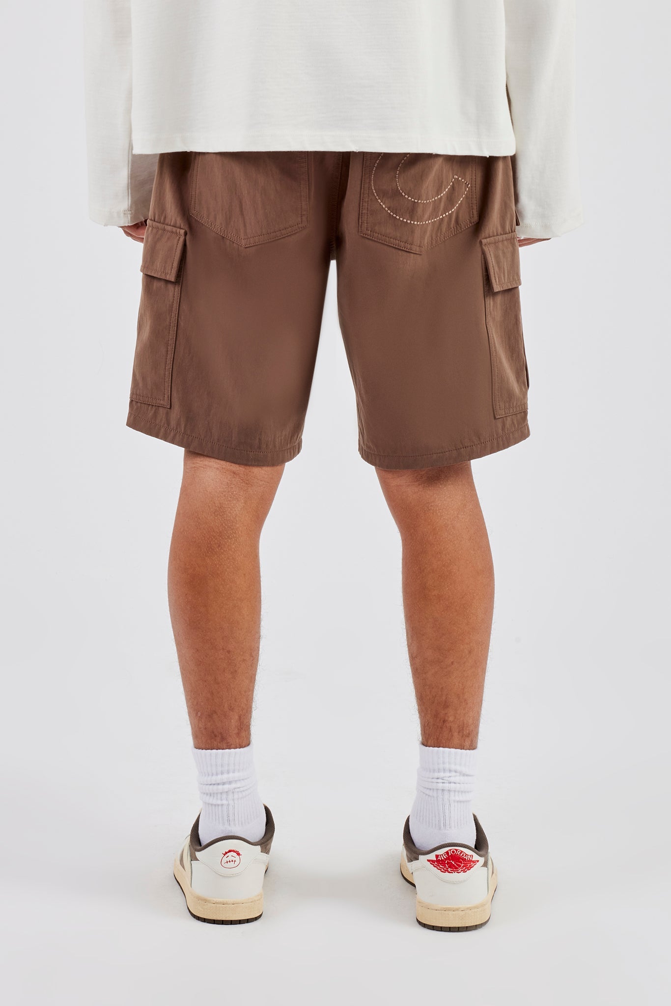 Relaxed Cargo Nylon Short  - Brown