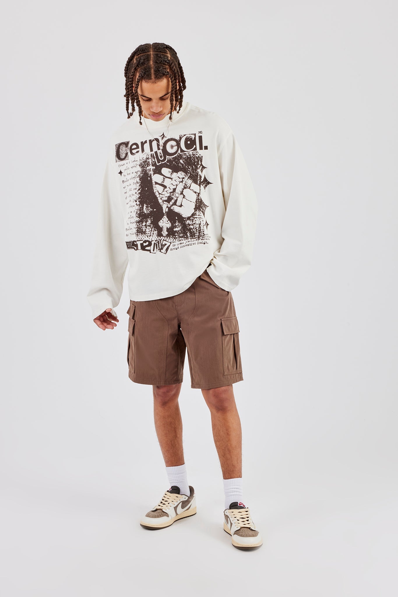 Relaxed Cargo Nylon Short  - Brown