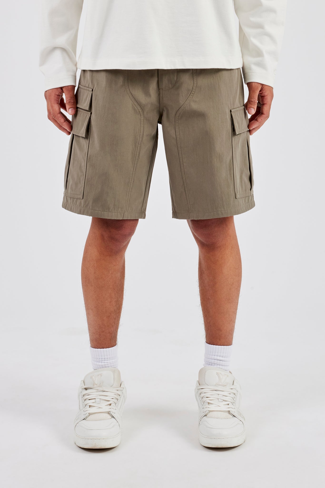 Relaxed Cargo Nylon Short - Khaki