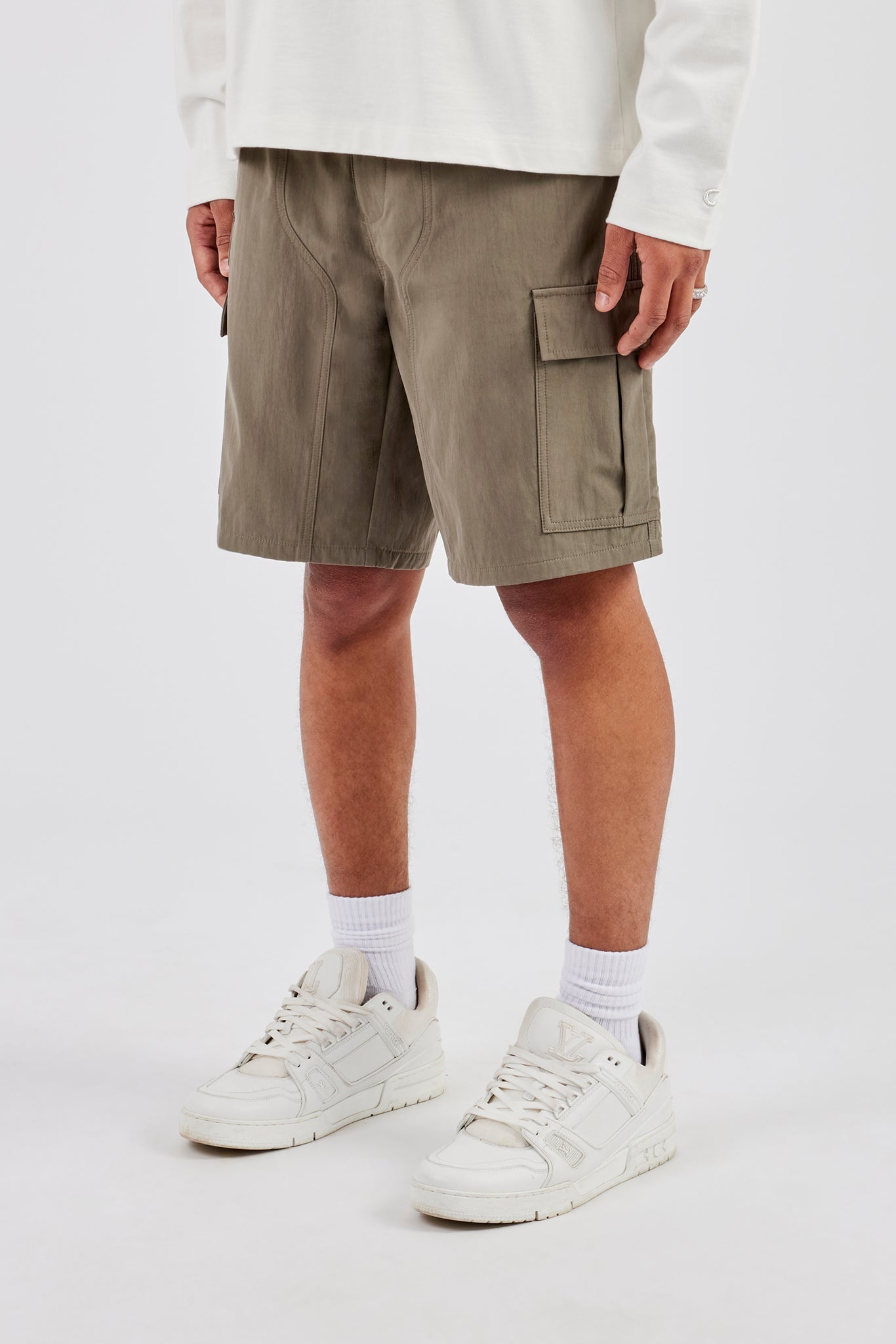 Relaxed Cargo Nylon Short - Khaki | Mens Shorts | Shop Cargo
