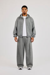 Scuba Extended Neck Raglan Zip Hoodie & Barrel Leg Trouser - Dark Grey
