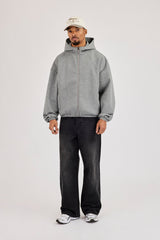Scuba Extended Neck Raglan Zip Hoodie - Dark Grey