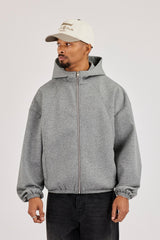 Scuba Extended Neck Raglan Zip Hoodie - Dark Grey