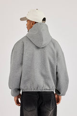 Scuba Extended Neck Raglan Zip Hoodie - Dark Grey