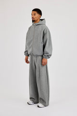 Scuba Extended Neck Raglan Zip Hoodie & Barrel Leg Trouser - Dark Grey