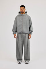 Scuba Extended Neck Raglan Zip Hoodie & Barrel Leg Trouser - Dark Grey