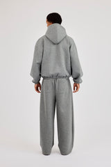 Scuba Extended Neck Raglan Zip Hoodie & Barrel Leg Trouser - Dark Grey