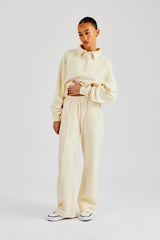 Washed Polo Sweatshirt & Wide Leg Jogger - Butter Yellow