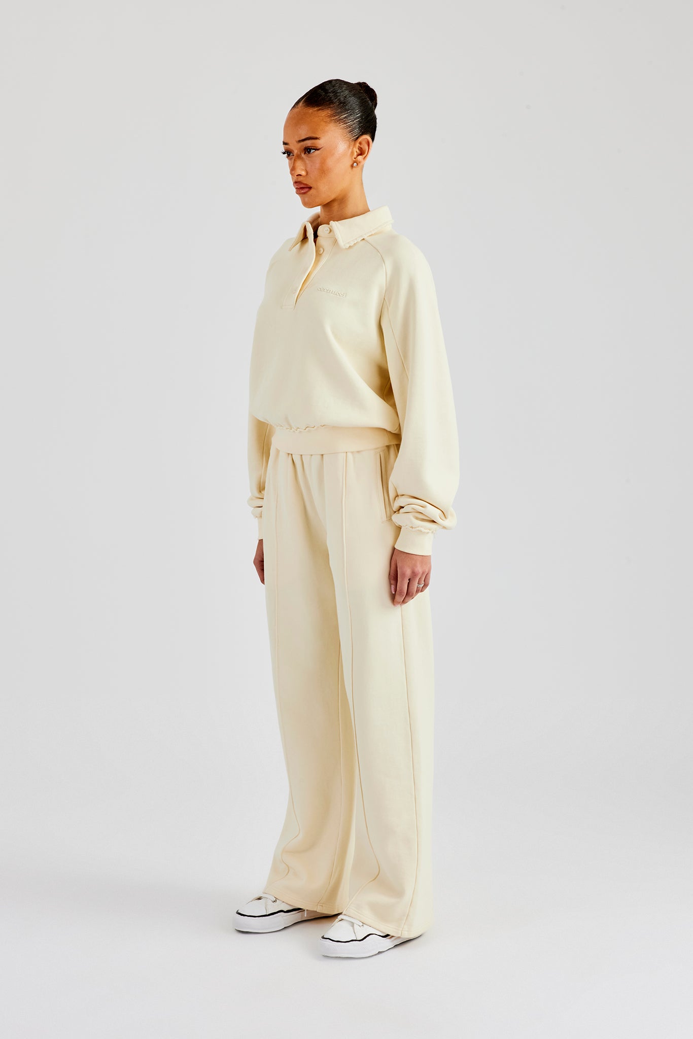 Washed Polo Sweatshirt & Wide Leg Jogger - Butter Yellow | Womens