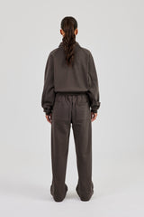 Polo Sweatshirt & Wide Leg Jogger - Coffee