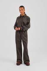 Polo Sweatshirt & Wide Leg Jogger - Coffee