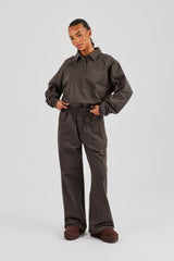Polo Sweatshirt & Wide Leg Jogger - Coffee