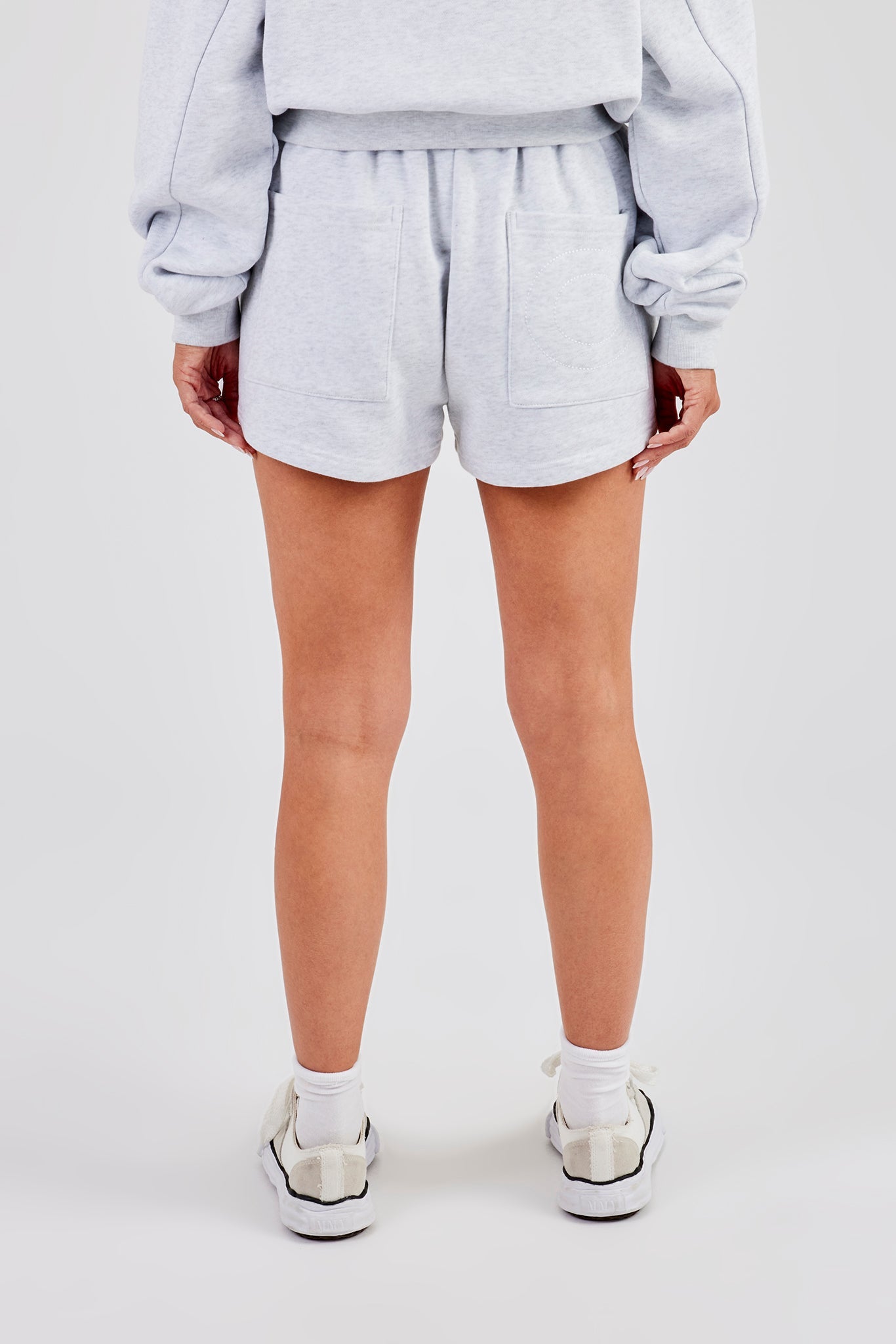 Button Detail Jersey Short - Heather Grey