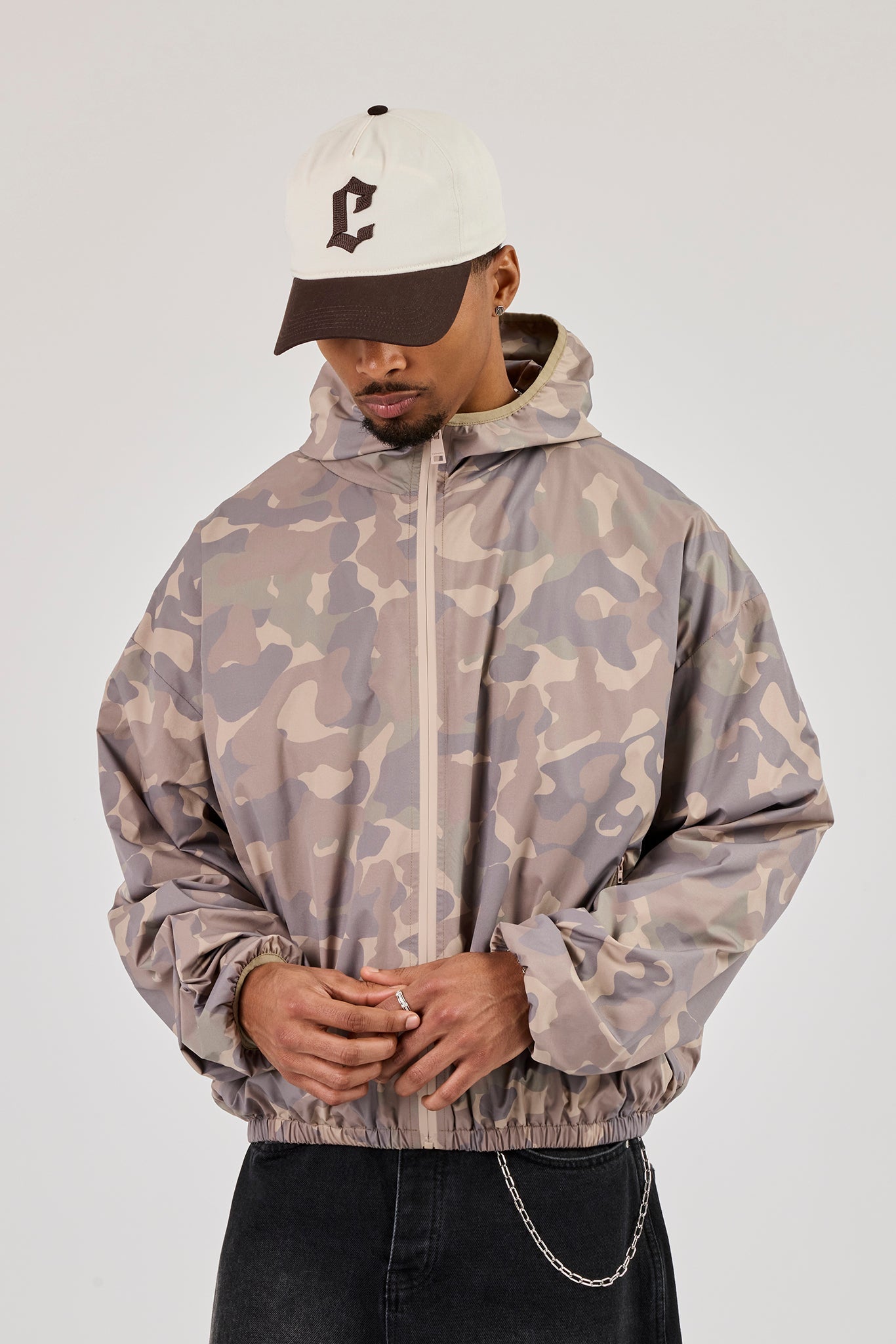 Camo Nylon Hooded Track Jacket - Camo