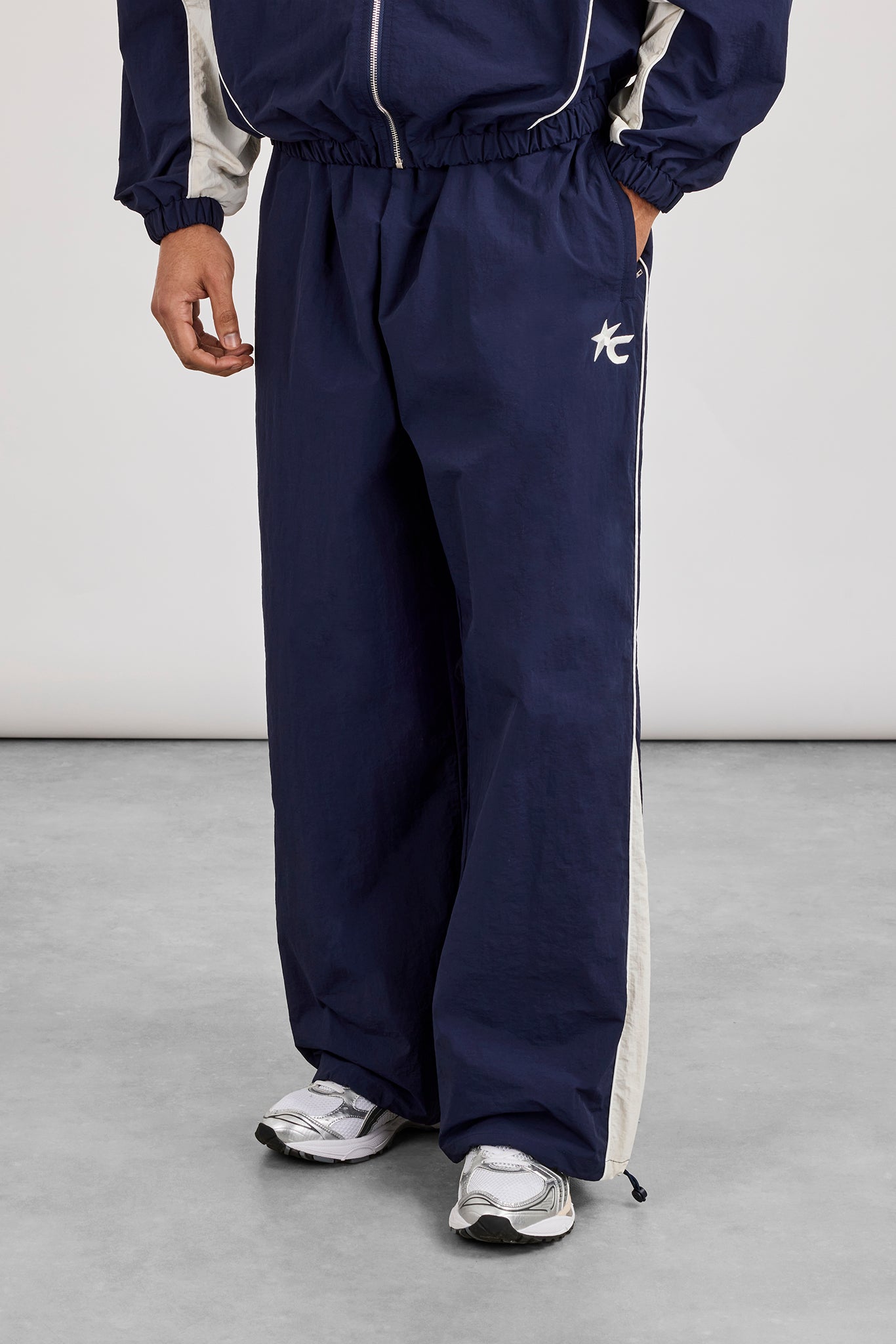 Oversized Nylon Panelled Jogger - Navy