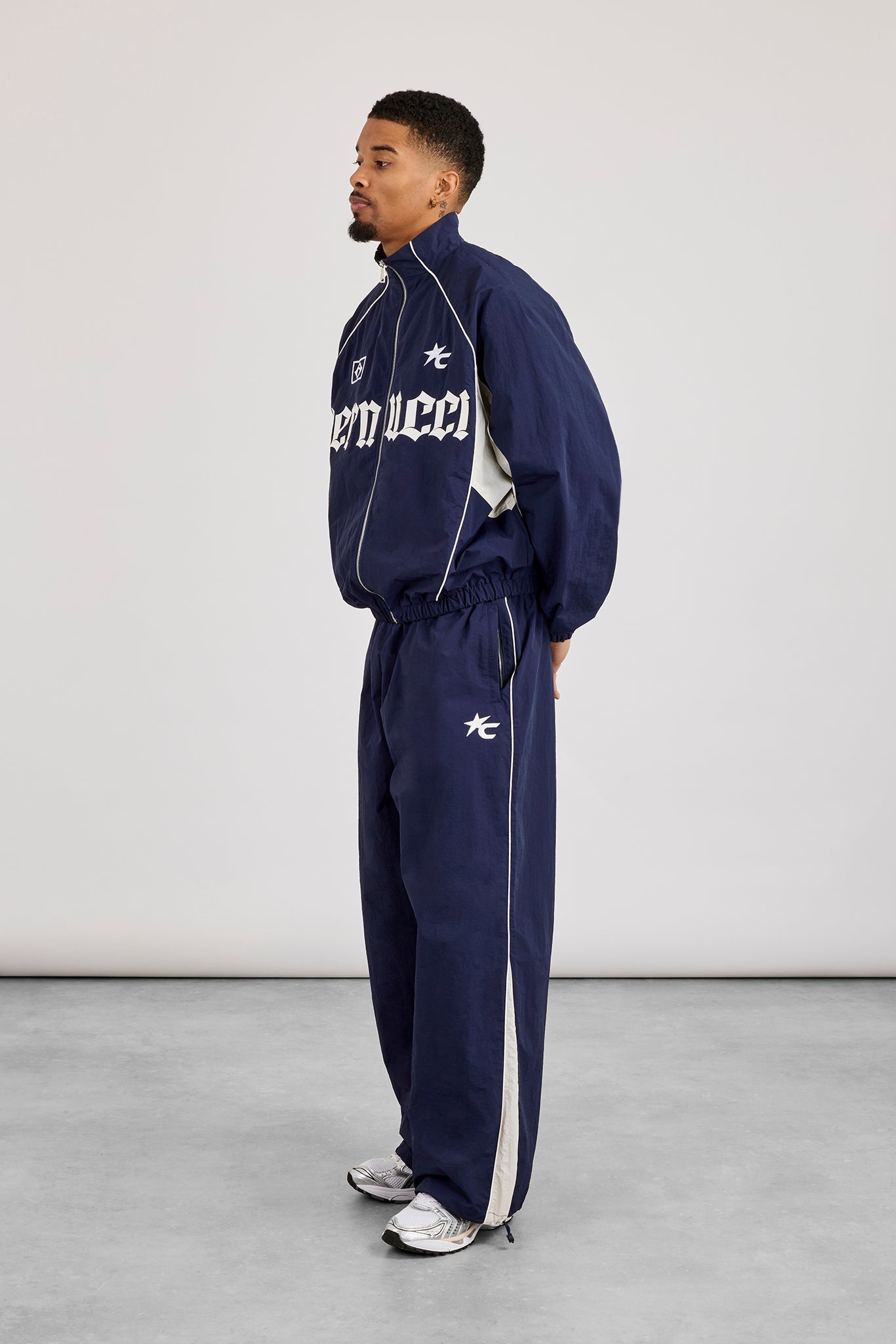 Oversized Nylon Panelled Jogger - Navy
