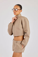 Twill Fitted Jacket - Taupe