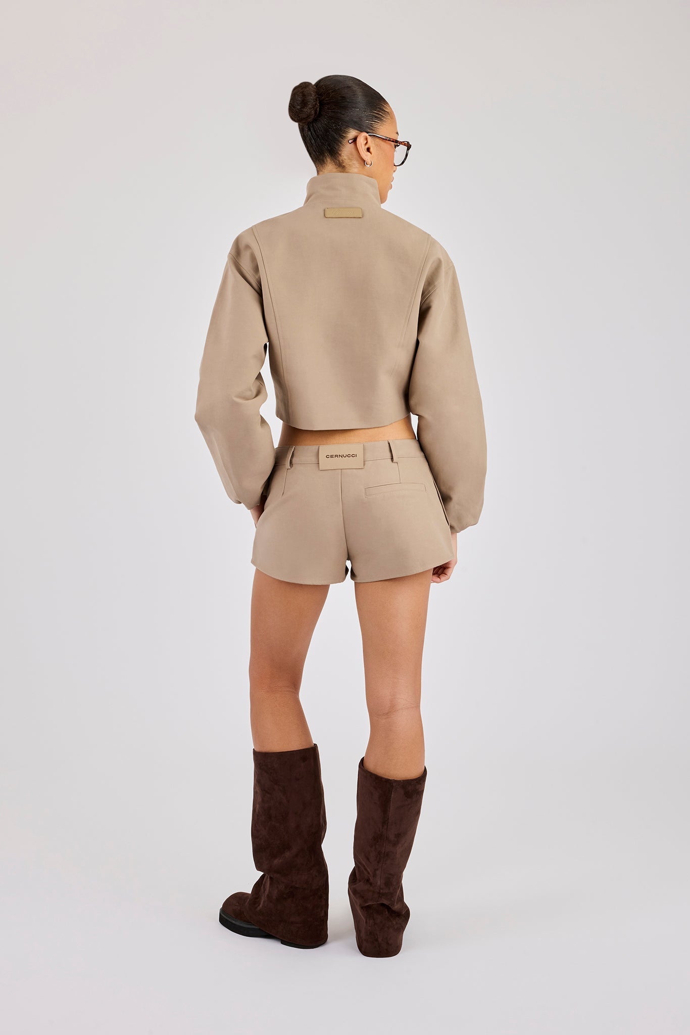Twill Fitted Jacket & Micro Short - Taupe