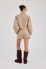 Twill Fitted Jacket & Micro Short - Taupe