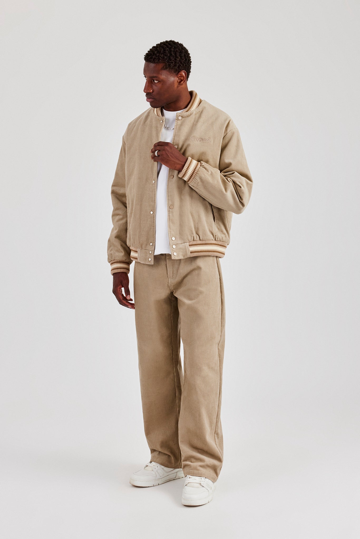 Cord Bomber Jacket & Baggy Fit Trouser - Taupe | Mens Sets | Shop