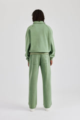 Washed Polo Sweatshirt & Straight Leg Jogger - Washed Green