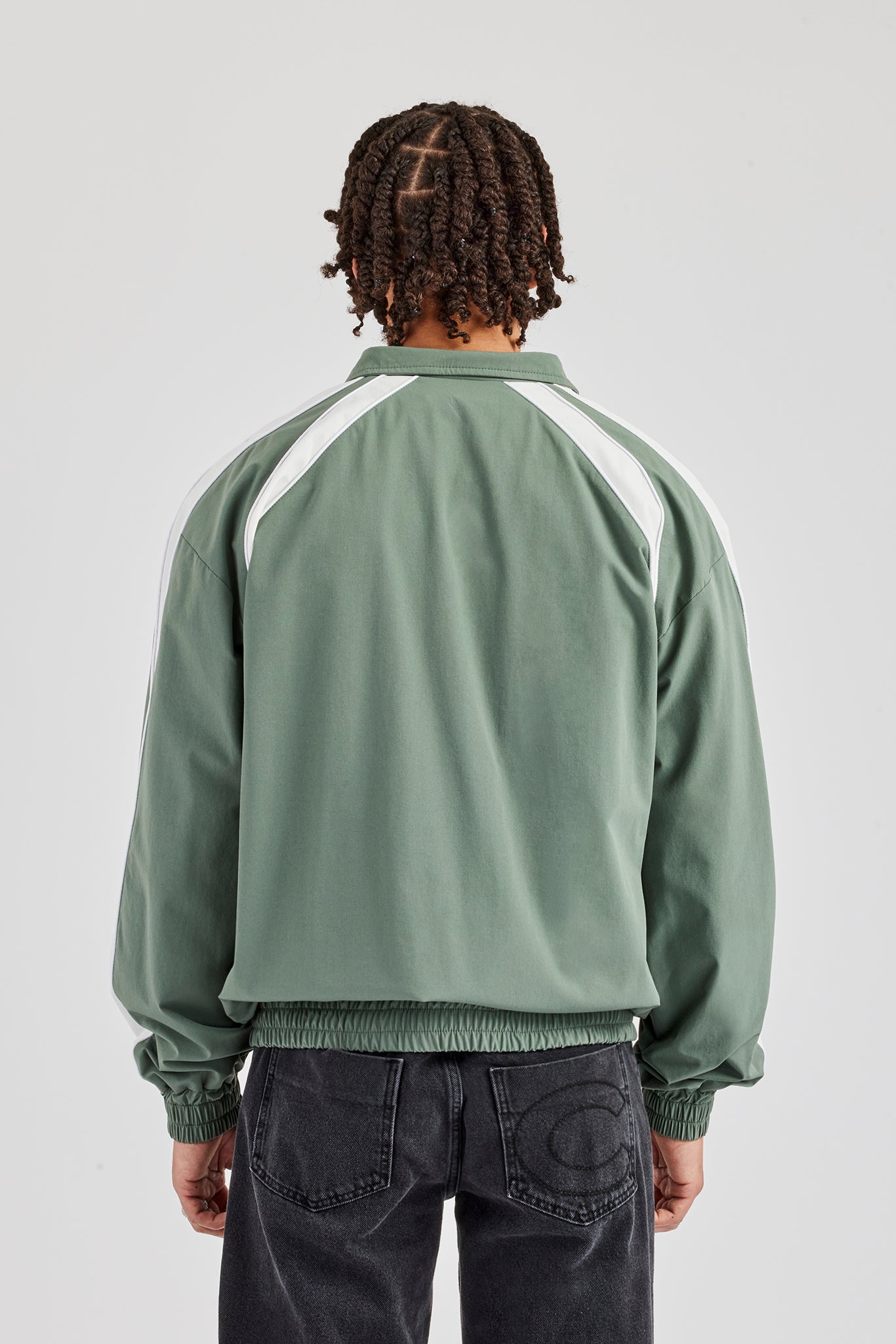 Nylon Panelled Logo Track Jacket - Green