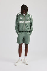 Nylon Panelled Logo Track Jacket & Short - Green