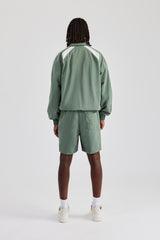 Nylon Panelled Logo Track Jacket & Short - Green