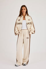 Football Cropped Zip Through Track Jacket & Baggy Taping Jogger - Off White