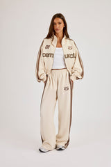 Football Cropped Zip Through Track Jacket - Off White