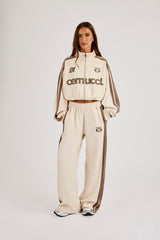 Football Cropped Zip Through Track Jacket - Off White