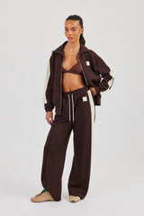 Single Taping Regular Track Jacket & Drawcord Track Pant - Chocolate