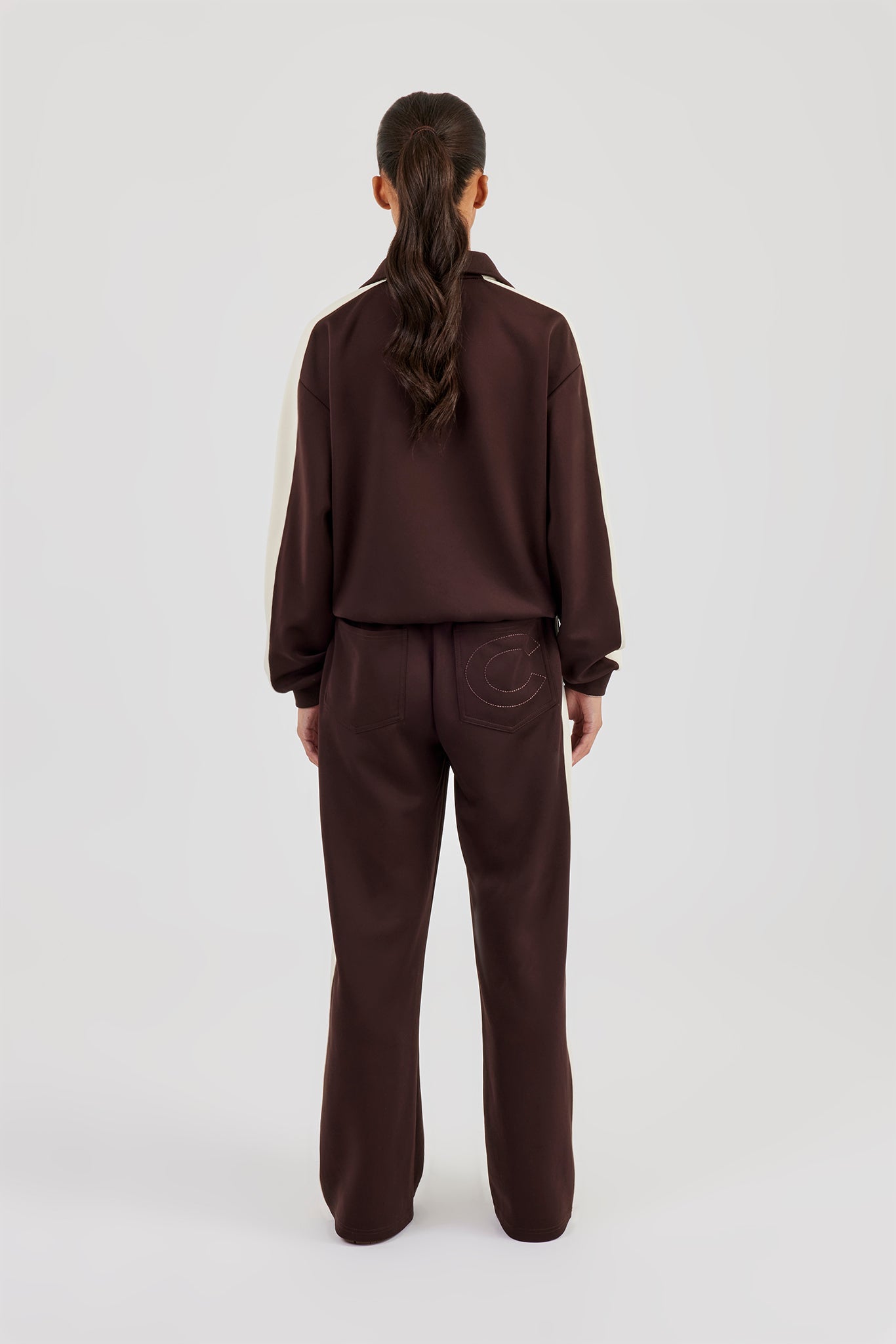 Single Taping Regular Track Jacket & Drawcord Track Pant - Chocolate