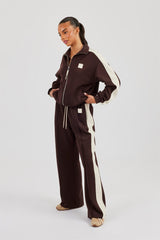Single Taping Regular Track Jacket & Drawcord Track Pant - Chocolate