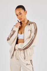 Taping Contrast Collar Track Jacket - Off White