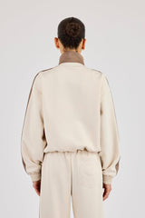 Taping Contrast Collar Track Jacket - Off White