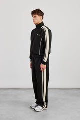 Rib Waist Relaxed Track Pant - Black