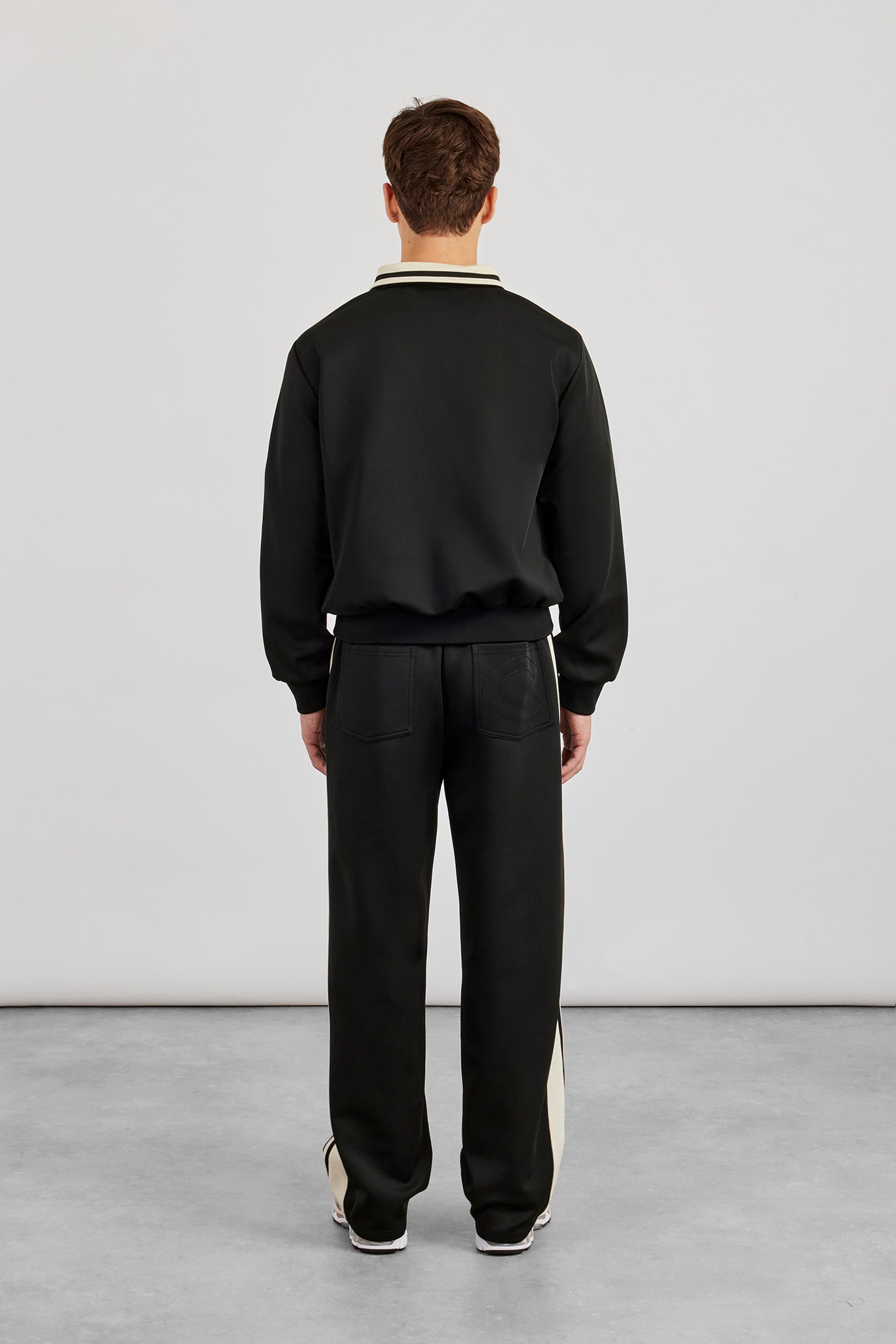 Rib Collar Regular Track Jacket & Relaxed Track Pant - Black
