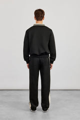 Rib Collar Regular Track Jacket & Relaxed Track Pant - Black