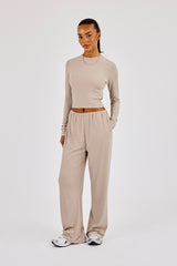Soft Touch Ribbed Trouser - Taupe
