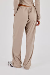 Soft Touch Ribbed Trouser - Taupe