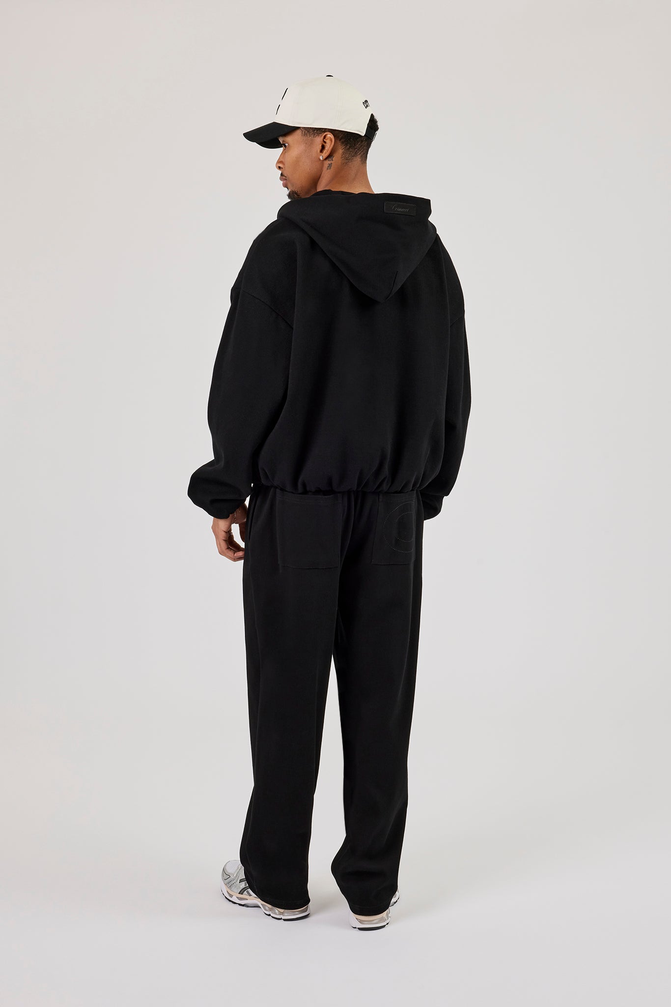 Ottoman Rib Zip Through Hoodie & Relaxed Jogger - Black