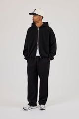 Ottoman Rib Relaxed Jogger - Black