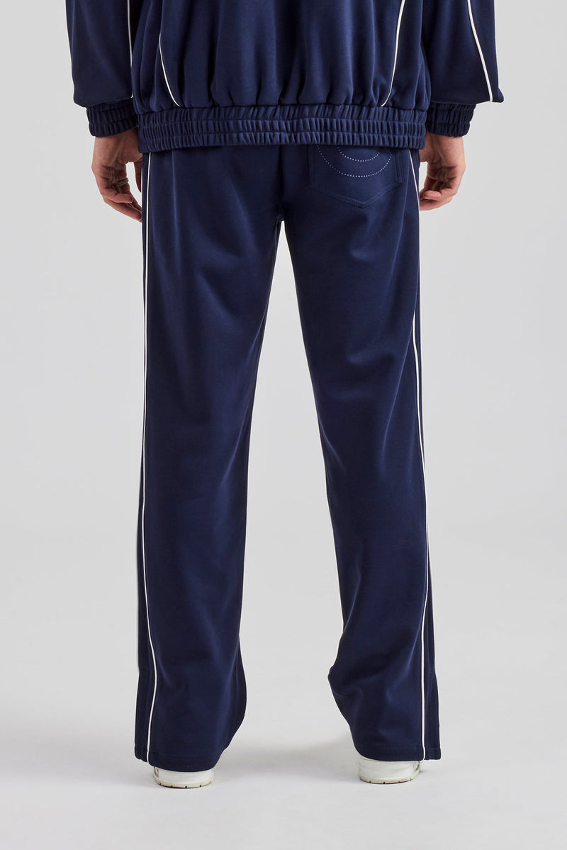 Piping Split Hem Trouser - Navy