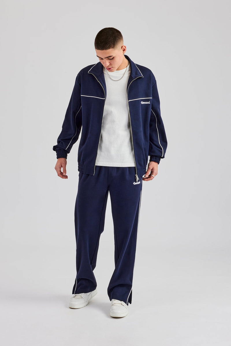 Piping Zip Through Tracksuit - Navy